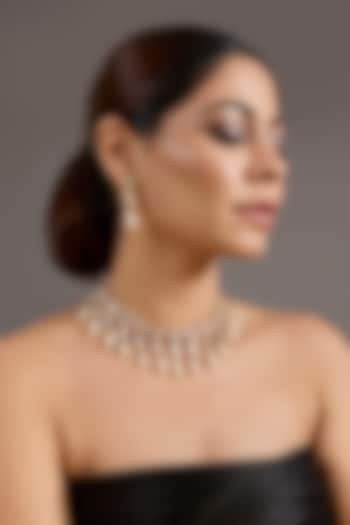 Gold Plated Kundan Polki & Pearl Choker Necklace Set by Just Shraddha at Pernia's Pop Up Shop