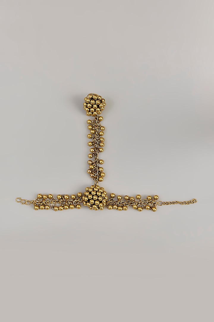 Gold Plated Ghungroo Hathphool by Just Shraddha at Pernia's Pop Up Shop