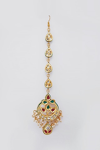 Gold Plated Meenakari Maang Tikka by Just Shraddha