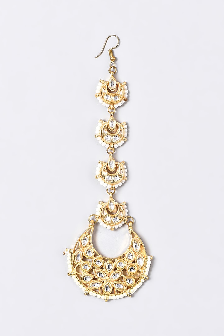 Gold Plated Maang Tikka With Kundan Polki by Just Shraddha at Pernia's Pop Up Shop