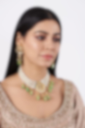 Gold Plated Beaded Layered Necklace Set by Just Shraddha at Pernia's Pop Up Shop