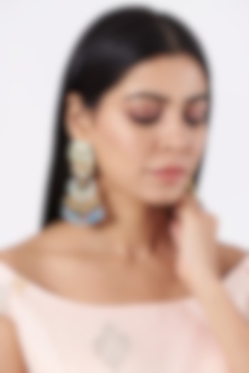 Gold Plated Meenakari Chandbali Earrings by Just Shraddha at Pernia's Pop Up Shop