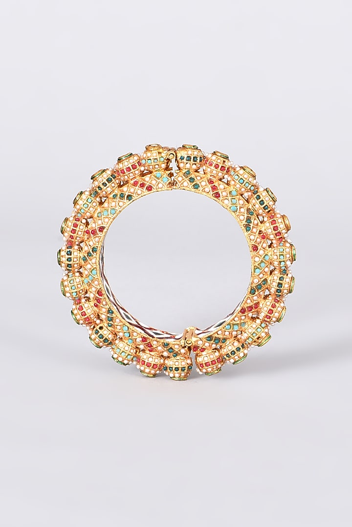 Gold Plated Pearl Bangle by Just Shraddha at Pernia's Pop Up Shop