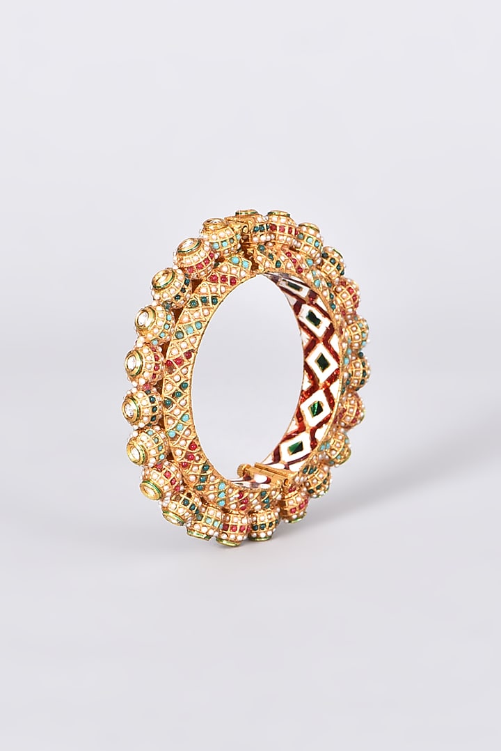 Gold Plated Pearl Bangle by Just Shraddha at Pernia's Pop Up Shop