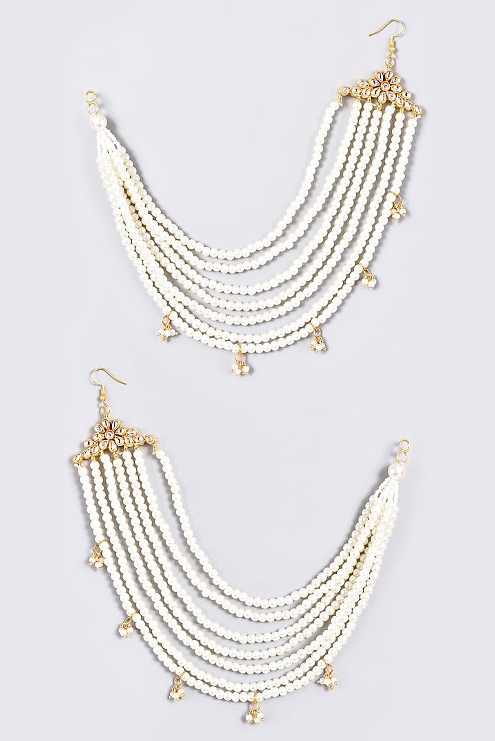 Gold Plated Pearl Kanchain Earrings by Just Shraddha