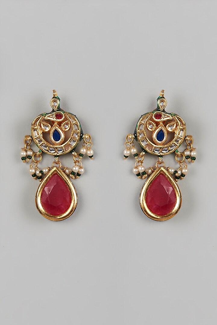 Gold Plated Kundan Polki Earrings by Just Shraddha at Pernia's Pop Up Shop