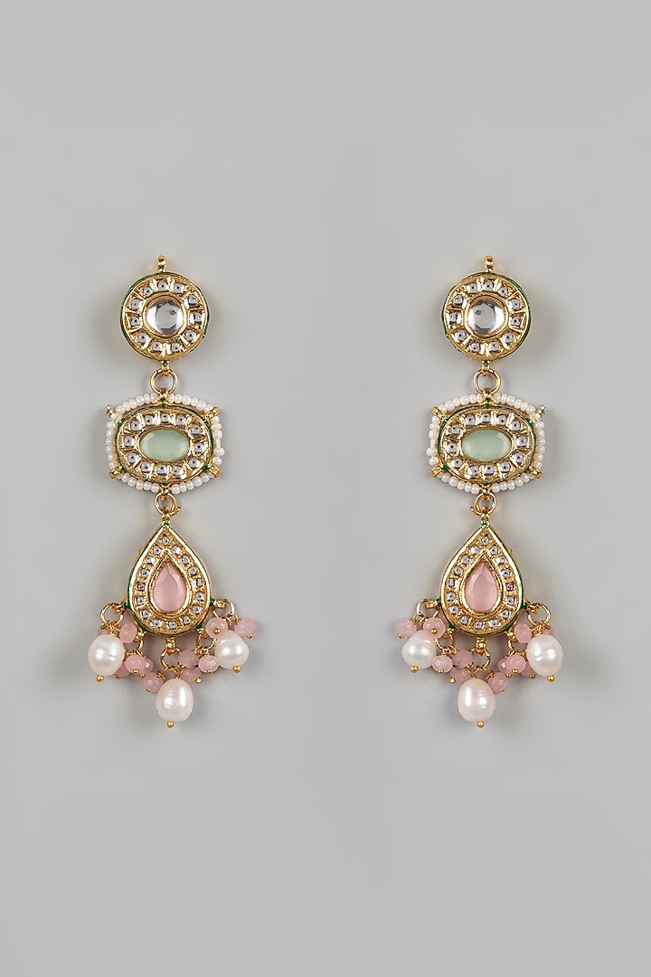 Gold Plated Kundan Polki Dangler Earrings by Just Shraddha at Pernia's Pop Up Shop