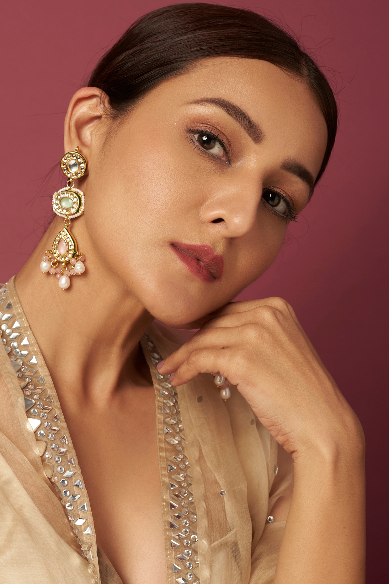 Buy Yellow Gold or White Gold Pearl Kundan Jhumar Earrings, Eid, Nikah,  Diwali, Gift for Her, South Asian Bridal Earrings the Dia Earrings Online  in India - Etsy