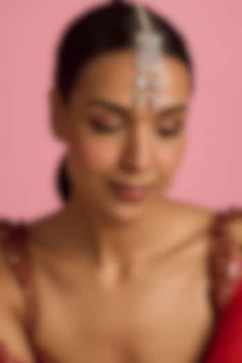 Gold Plated Kundan Polki & Beaded Maangt Tikka by Just Shraddha at Pernia's Pop Up Shop