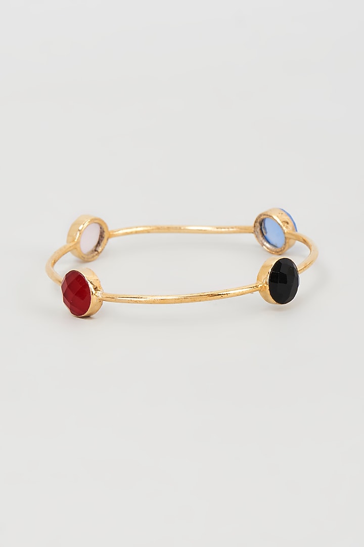 Gold Plated Multi-Colored Stone Bangle by Just Shraddha at Pernia's Pop Up Shop