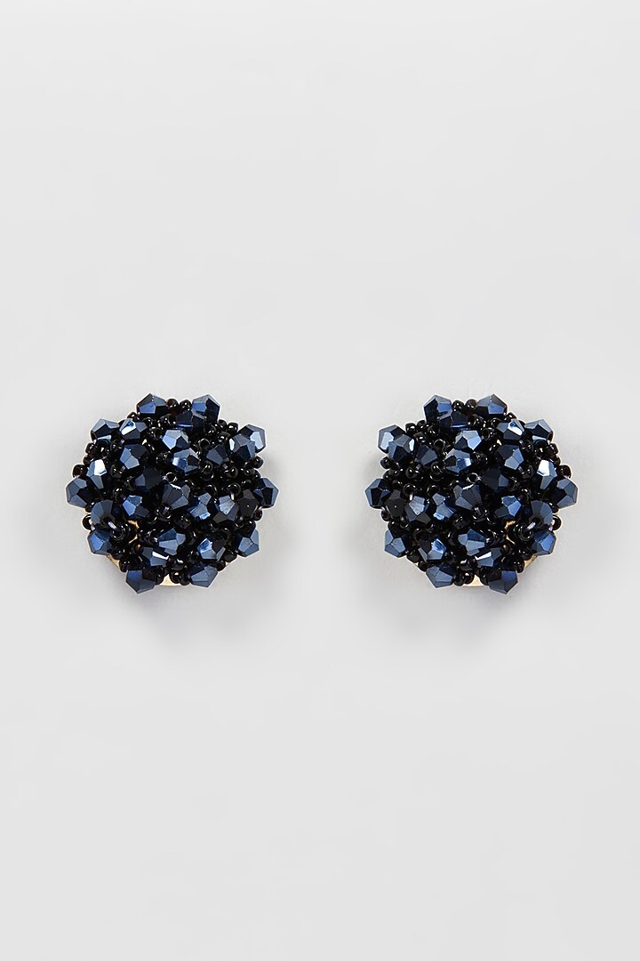Black Beaded Stud Earrings by Just Shraddha at Pernia's Pop Up Shop
