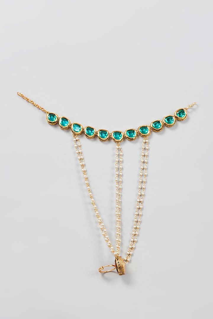 Gold Plated Kundan Polki Hathphool by Just Shraddha at Pernia's Pop Up Shop
