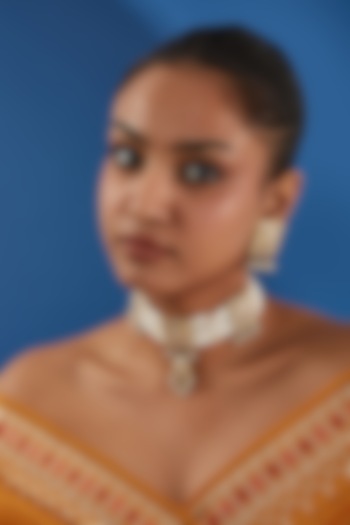 Gold Plated Jadau & Pearl Choker Necklace Set by Just Shraddha at Pernia's Pop Up Shop