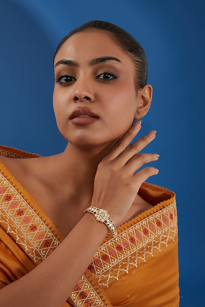 Gold Plated Kundan Polki Bracelet by Just Shraddha at Pernia's Pop Up Shop