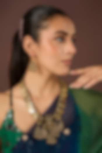Dull Gold Plated Mixed Metal Long Necklace Set by Just Shraddha at Pernia's Pop Up Shop