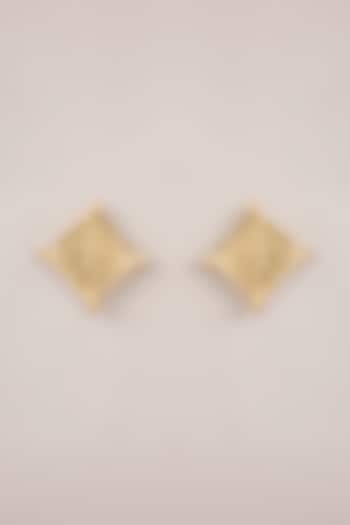 Gold Finish Coin Stud Earrings by Just Shraddha at Pernia's Pop Up Shop