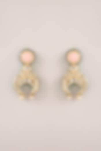 Gold Plated Kundan Polki Meenakari Dangler Earrings by Just Shraddha at Pernia's Pop Up Shop
