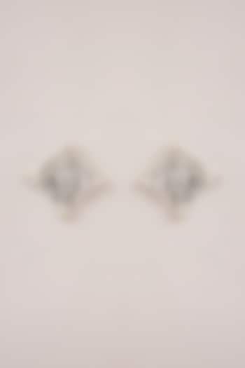 White Rhodium Coin Stud Earrings by Just Shraddha at Pernia's Pop Up Shop