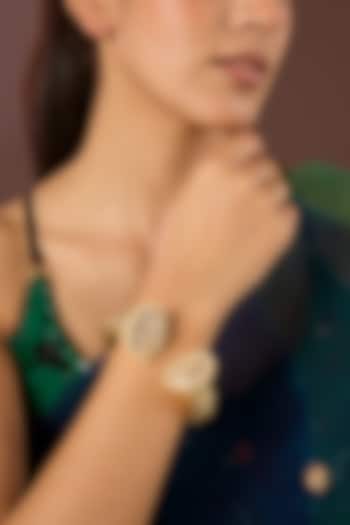Gold Plated Kundan Polki Openable Bracelet by Just Shraddha at Pernia's Pop Up Shop