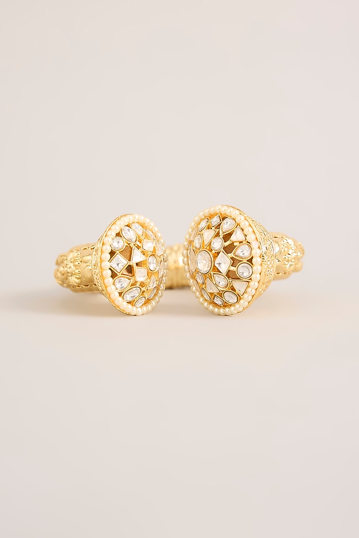 Gold Plated Kundan Polki Openable Bracelet by Just Shraddha at Pernia's Pop Up Shop