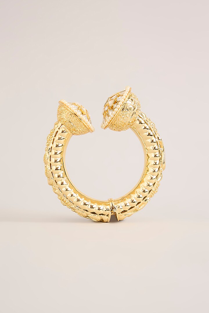 Gold Plated Kundan Polki Openable Bracelet by Just Shraddha at Pernia's Pop Up Shop