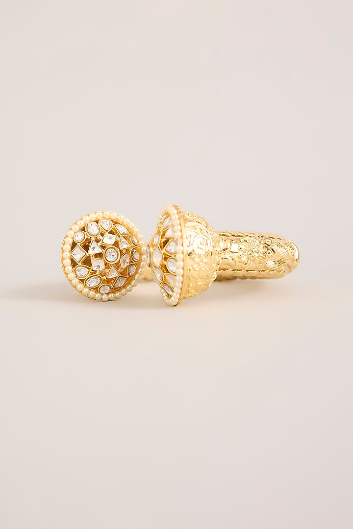 Gold Plated Kundan Polki Openable Bracelet by Just Shraddha at Pernia's Pop Up Shop