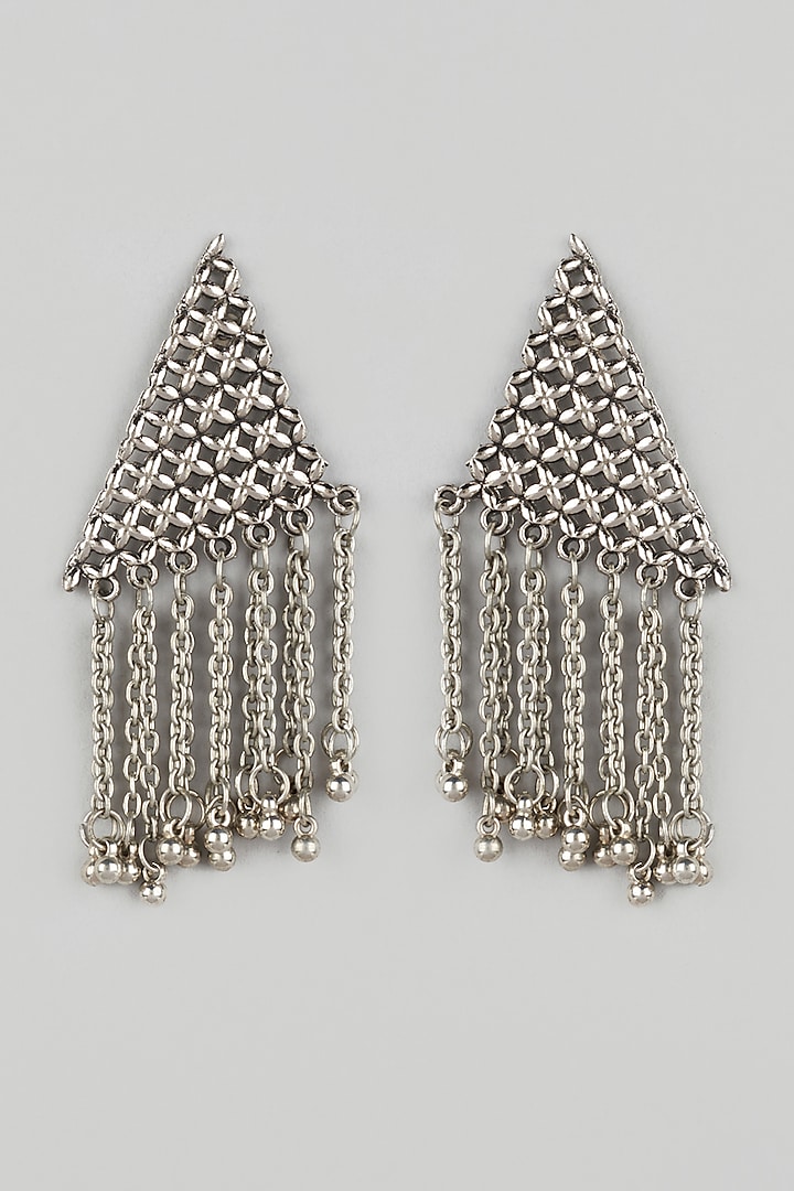 Silver Finish Oxidised Dangler Earrings by Just Shraddha