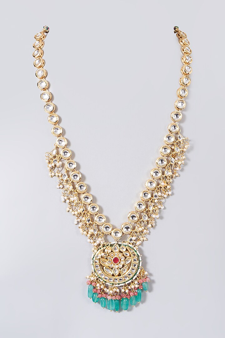 Gold Plated Kundan Polki Long Necklace by Just Shraddha at Pernia's Pop Up Shop