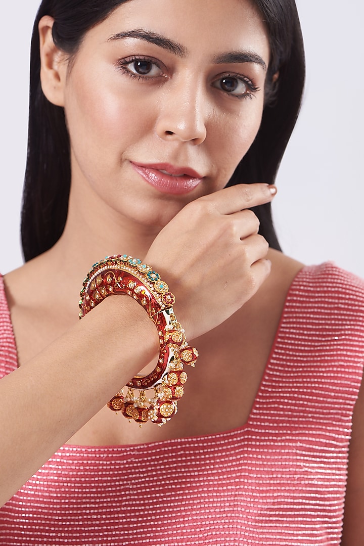 Gold Plated Multi-Colored Beaded Bangle by Just Shraddha