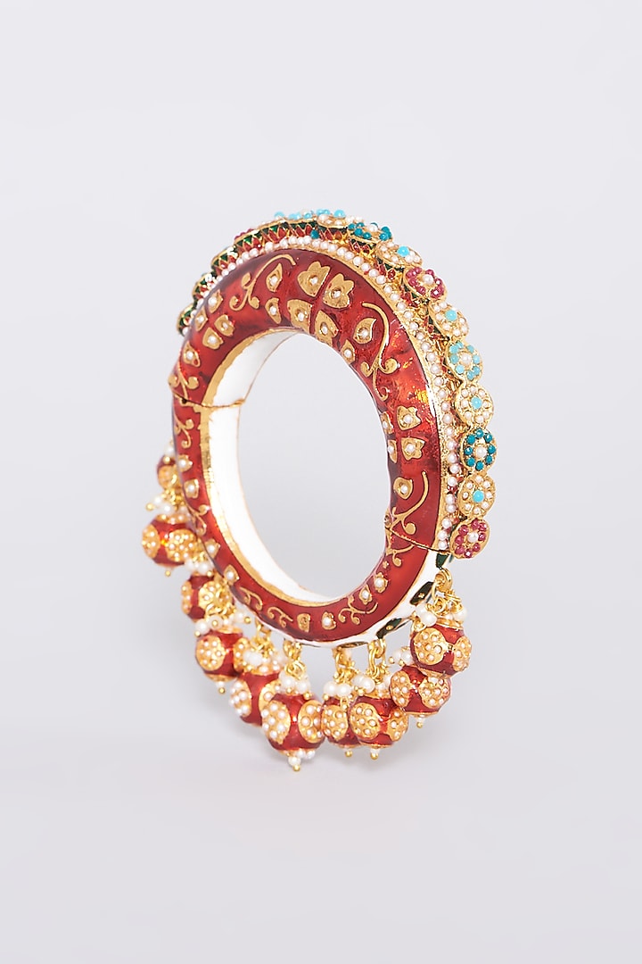 Gold Plated Multi-Colored Beaded Bangle by Just Shraddha at Pernia's Pop Up Shop