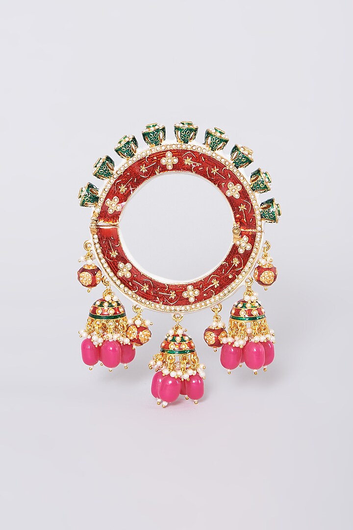 Gold Plated Bangle With Jhumki Latkans by Just Shraddha at Pernia's Pop Up Shop