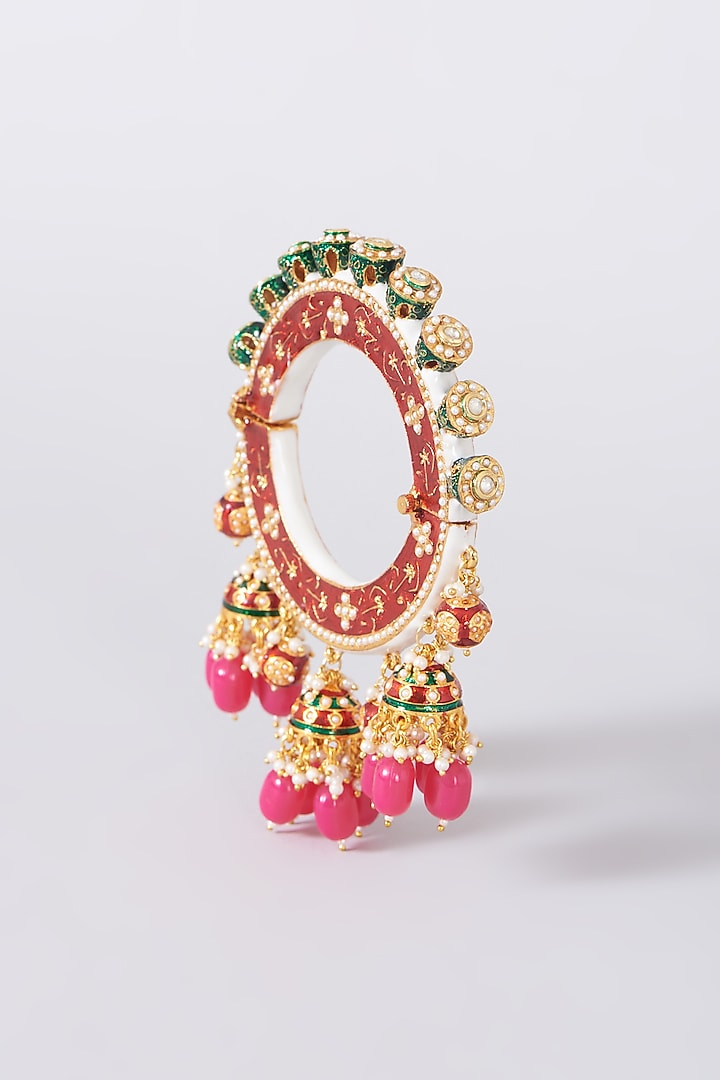 Gold Plated Bangle With Jhumki Latkans by Just Shraddha at Pernia's Pop Up Shop