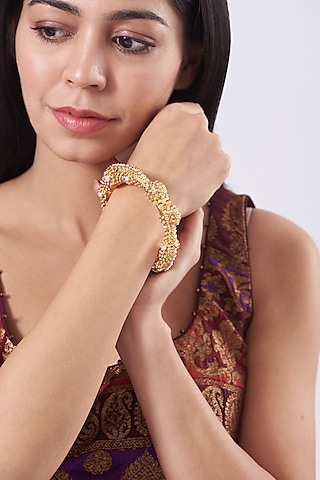 Gold Plated Pearl Bangle by Just Shraddha