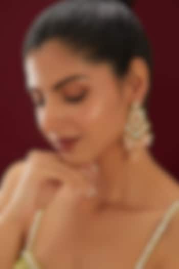 Gold Plated Kundan Polki & Beaded Dangler Earrings by Just Shraddha at Pernia's Pop Up Shop