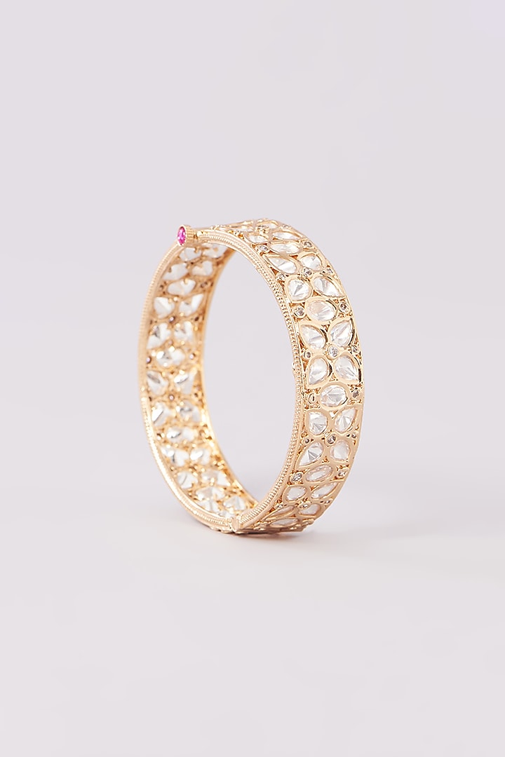 Gold Plated Uncut Polki Bangles (Set Of 2) by Just Shraddha at Pernia's Pop Up Shop