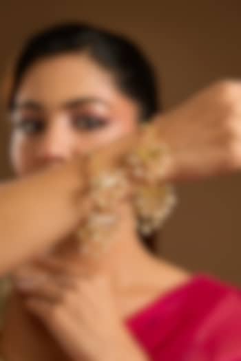 Gold Plated Ghungroo Moon-Shaped Openable Bangles (Set of 2) by Just Shraddha at Pernia's Pop Up Shop