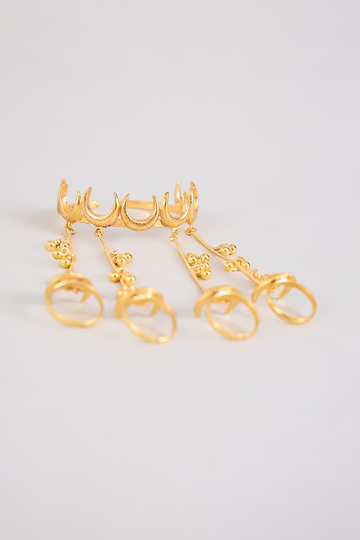 Gold Plated Chand Motif & Ghungroo Haathphool by Just Shraddha at Pernia's Pop Up Shop