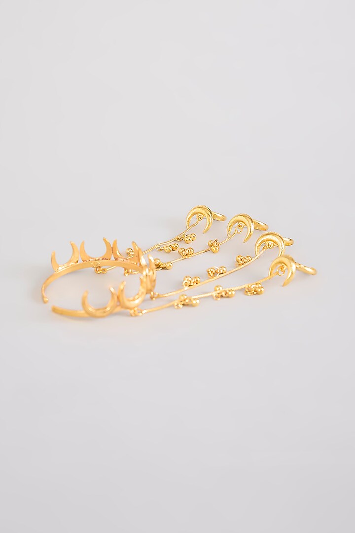 Gold Plated Chand Motif & Ghungroo Haathphool by Just Shraddha at Pernia's Pop Up Shop