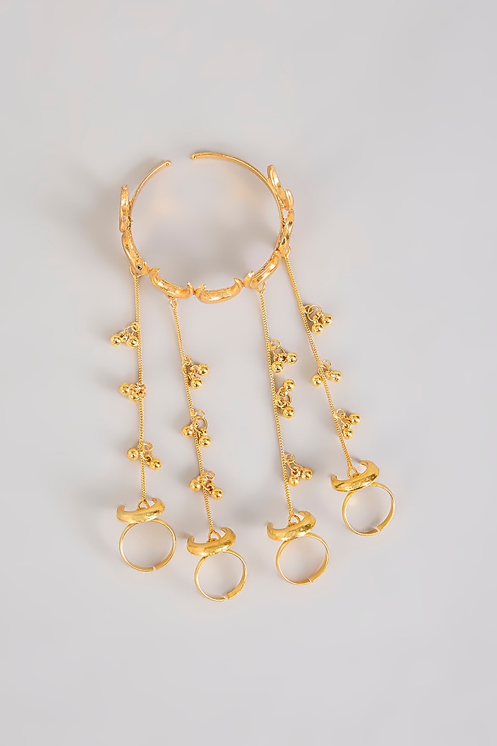 Gold Plated Chand Motif & Ghungroo Haathphool by Just Shraddha at Pernia's Pop Up Shop