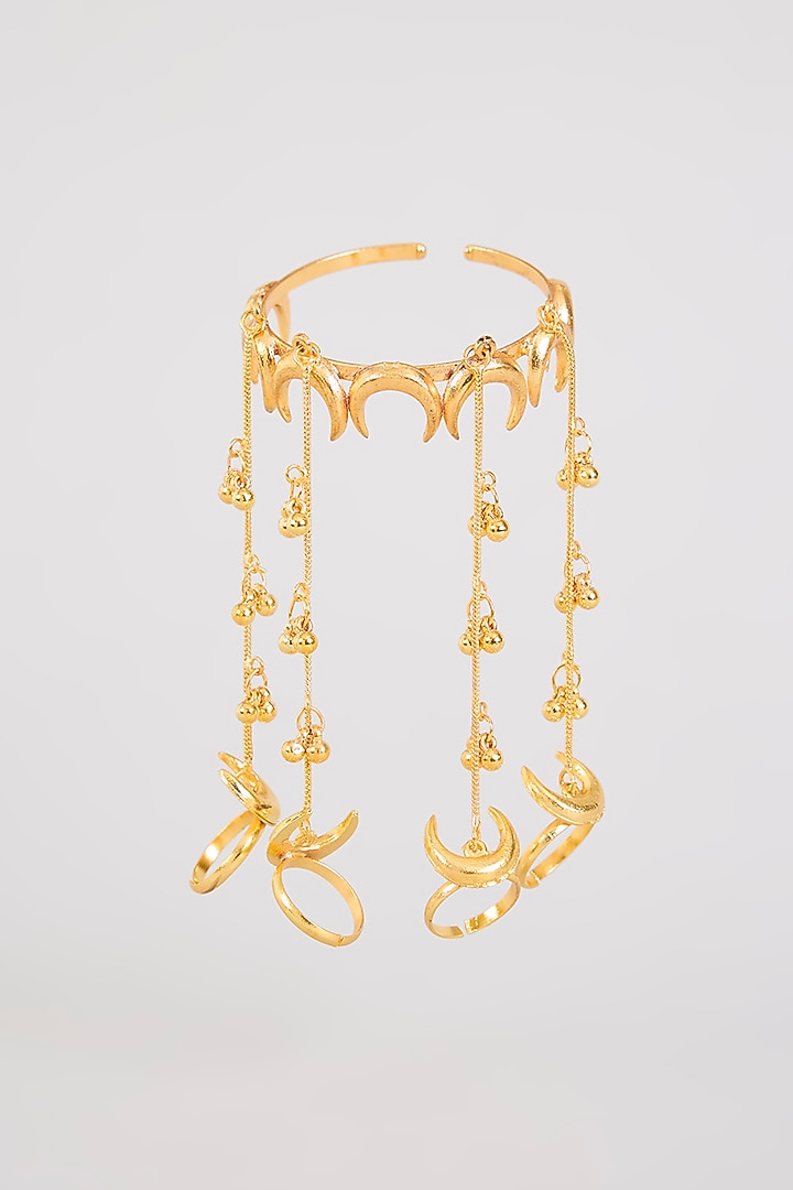 Gold Plated Chand Motif & Ghungroo Haathphool by Just Shraddha at Pernia's Pop Up Shop