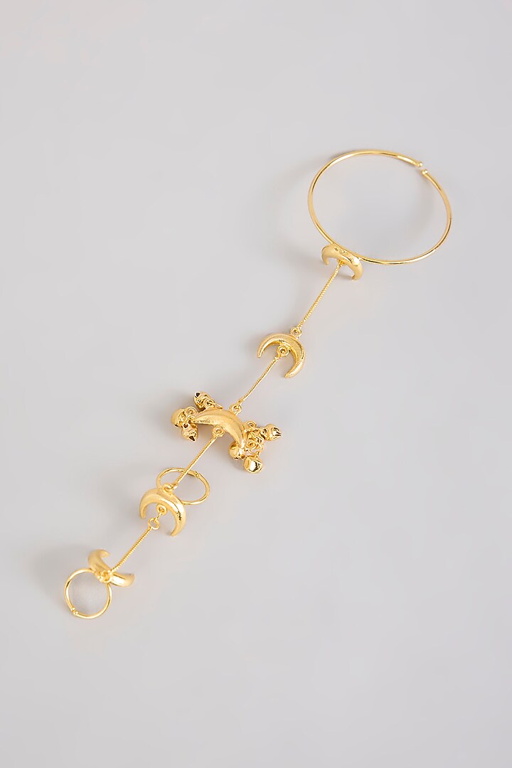 Gold Plated Chand Motif & Ghungroo Haathphool by Just Shraddha at Pernia's Pop Up Shop