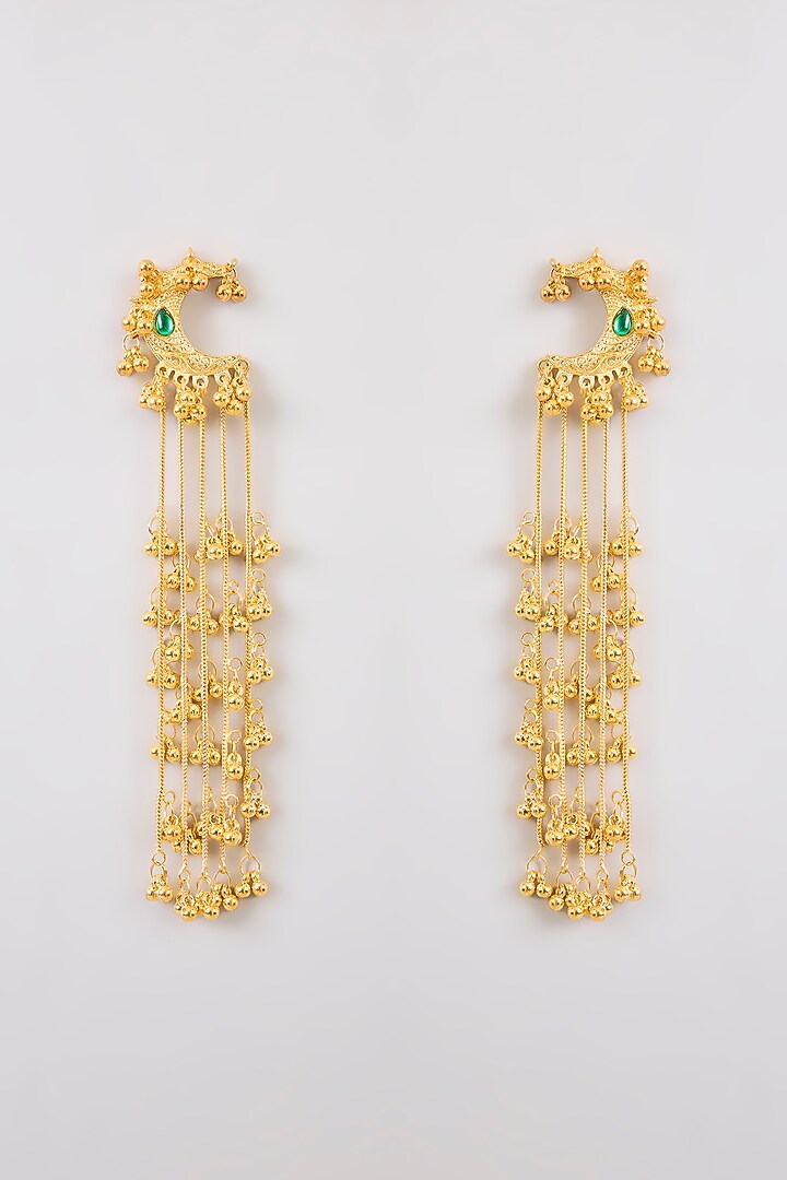 Gold Plated Kashmiri Chain Tassel Dangler Earrings by Just Shraddha at Pernia's Pop Up Shop