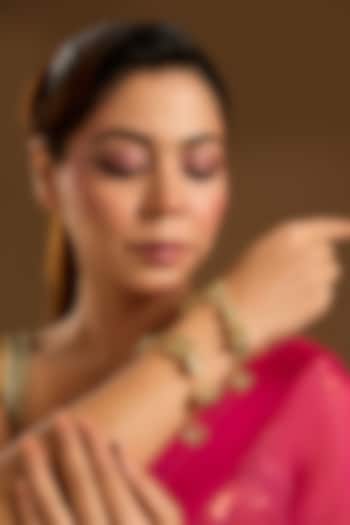 Gold Plated Kundan Polki & Ghungroo Openable Bangles (Set of 2) by Just Shraddha at Pernia's Pop Up Shop