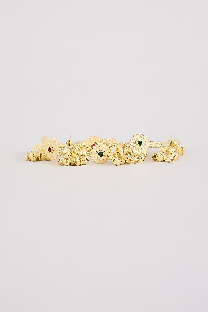 Gold Plated Kundan Polki & Ghungroo Openable Bangles (Set of 2) by Just Shraddha at Pernia's Pop Up Shop