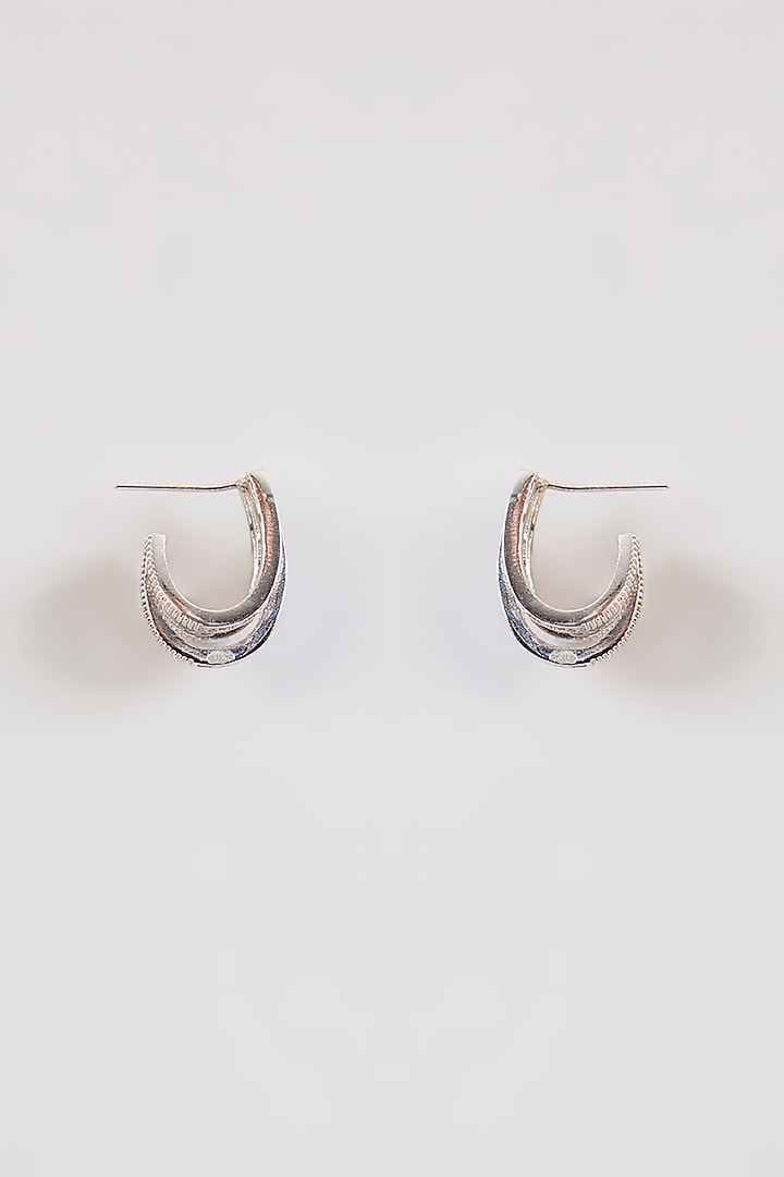 White Rhodium Finish Zircon Stud Earrings by Just Shraddha at Pernia's Pop Up Shop