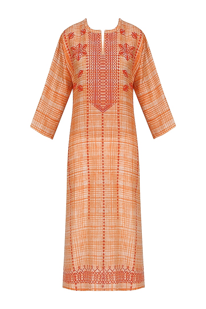 Orange and red block printed tunic available only at Pernia's Pop Up Shop.
