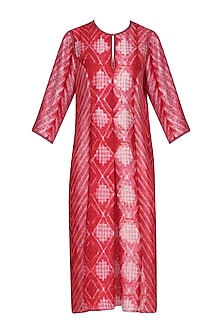 Red and pink block printed tie-dye tunic available only at Pernia's Pop ...