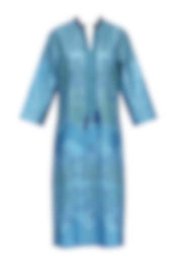 Blue block printed tie-dye tunic available only at Pernia's Pop Up Shop.