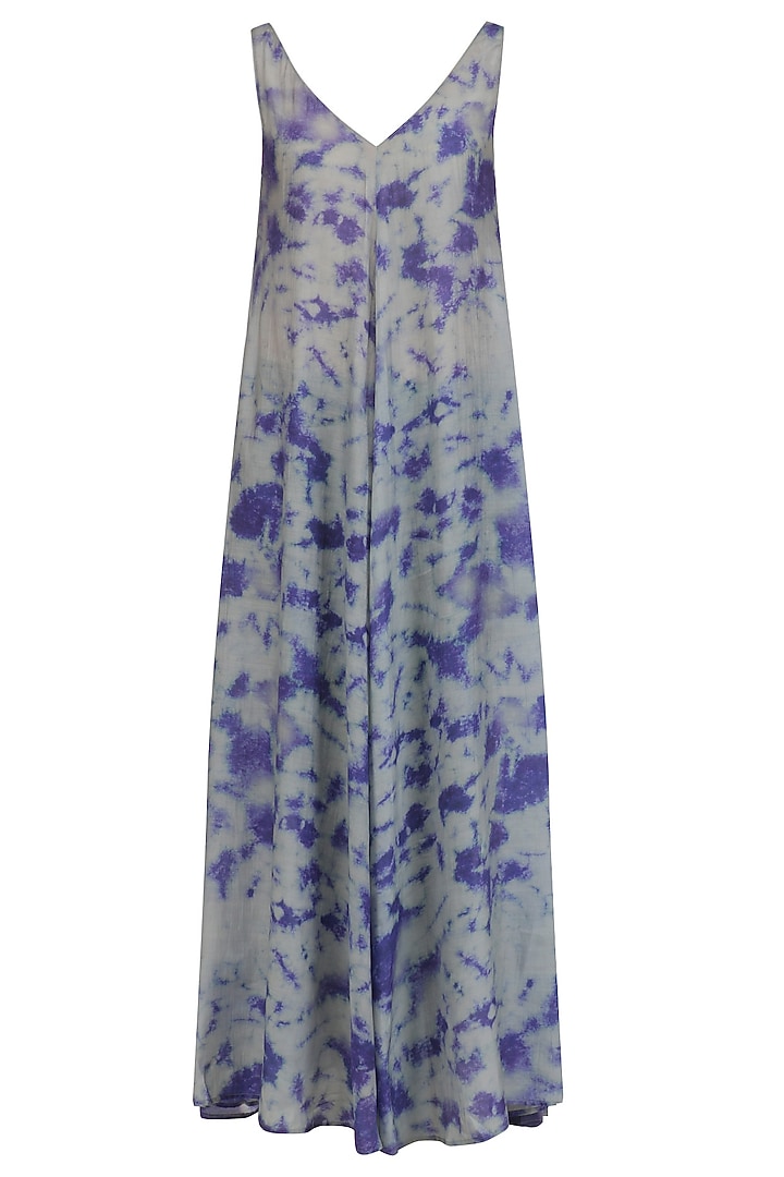 Navy and grey tye and dye print maxi dress available only at Pernia's Pop Up Shop.