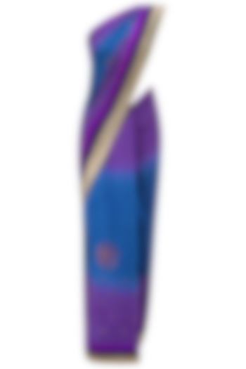 Purple and blue shaded rose embroidered saree available only at Pernia's Pop Up Shop.